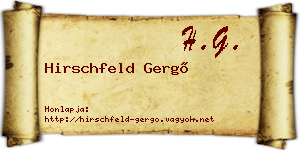 Hirschfeld Gergő névjegykártya